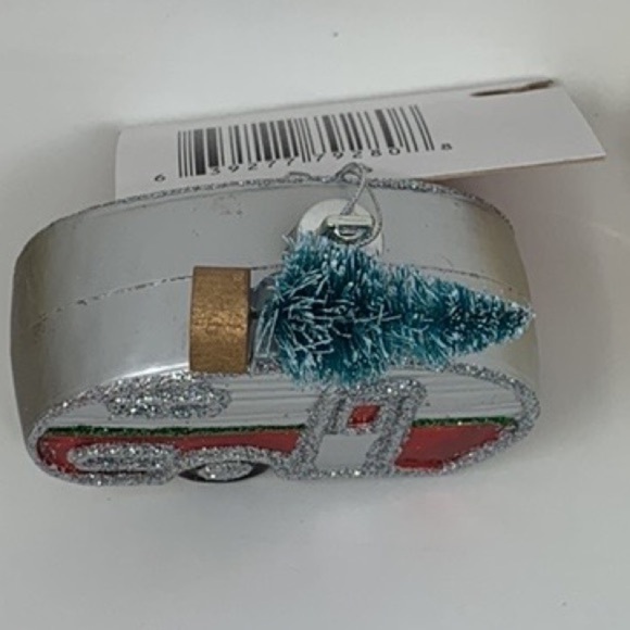 RV camper trailer w tree Christmas tree ornament holiday decoration retro new - Picture 12 of 14